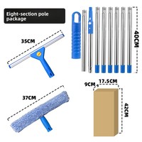 Ensemble de grattoirs à vitres en plastique avec perche télescopique de 1,2 mètre et tige d'extension en aluminium extensible pour le nettoyage des fenêtres, modèle DRS-69