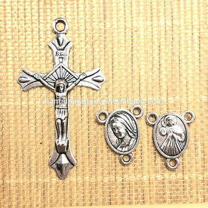 100 pz/sacchetto Croce e Centro in Lega Argento Anticato per Rosario, Crocifisso di Gesù e Centro della Divina Misericordia - Product Image 6