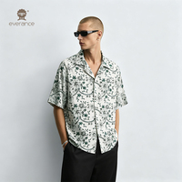 Chemise imprimée pour homme avec bordure en dentelle, 70% polyester, motif floral turquoise, style cubain, pour l'été, la plage et les vacances
