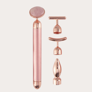 4 in 1Face Massager Gold <b>Vibrating</b> Facial Rose Quartz Roller Massager Stick Skin Firming Facial Skin Care Tools - Product Image 6