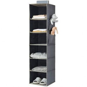 Collapsible Foldable Fabric Hanging Closet Organizer 5-Layer Side Pockets Modern Multi-functional <b>Save</b> <b>Space</b> Clothes <b>Storage</b> - Product Image 2