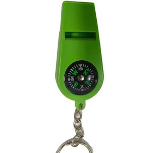 Boussole de survie en plein air avec sifflet 65mmx30mm, équipement de camping multifonctionnel compact, équipement de sauvetage, porte-clés en plastique vert - Product Image 1