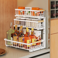 Organisateur sous évier à 3 niveaux réglable en hauteur, étagère coulissante en métal pour armoire, tiroir de rangement coulissant pour cuisine