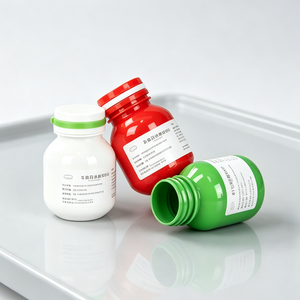 Botella de Plástico Redonda para Pastillas, Envase de Medicamentos con Tapa de Rosca, Botella de Almacenamiento para Tabletas y Vitaminas - Product Image 1