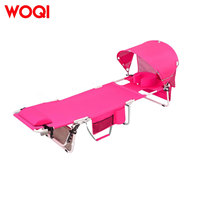 Chaise longue de plage WOQI en tissu Oxford avec auvent, trous pour le visage et les bras, chaise longue inclinable à 5 positions pour bronzer face vers le bas