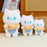 Juguete de Peluche Súper Suave y Adorable, Gato con Forma 3D Sosteniendo un Pez, Alta Calidad, Varios Tamaños, Personalizable, Juguete de Moda
