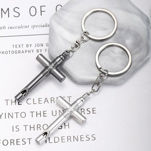 Sifflet en métal en forme de croix, porte-clés d'urgence, son fort, cadeau religieux chrétien pour événements religieux, vente en gros - Product Image 4