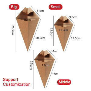 Daldırma sos bölmesi gıda Kraft kağıt koni patates kızartması bardaklar ile özel Logo tek kullanımlık karton patates kızartması tutucu - Product Image 3