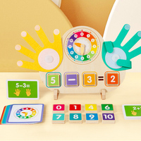 Jam kayu edukasi kreatif untuk anak-anak prasekolah Set Puzzle logika montesori untuk Belajar Dini mainan matematika jari rumah