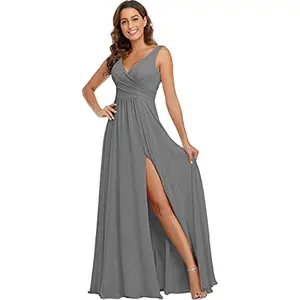 ארוך שושבינה שמלות לנשים פורמליות סאטן רצועת נשף ערב שמלות