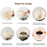 50 Filtres à Café V02 Non Blanchis en Papier Naturel Jetables – Filtres Coniques pour 2-4 Tasses, Idéaux pour le Décantage