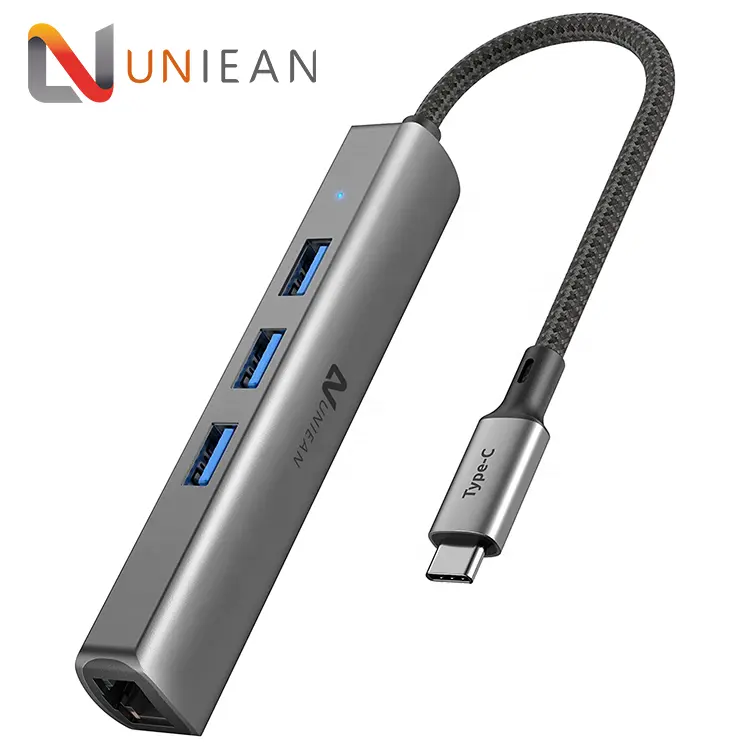 4 1 USB C 허브 USB 3.0 RJ45 변환기 멀티 타입 c 포트 허브 모바일 노트북