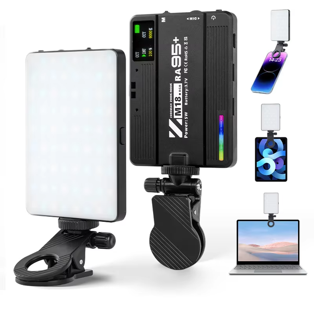 M18 RGB LED Video Light Mini Rgb Degree Full Color 3000 -9900K 1500mAh Photography Camera Light Dimmable Pocket Panel Lights