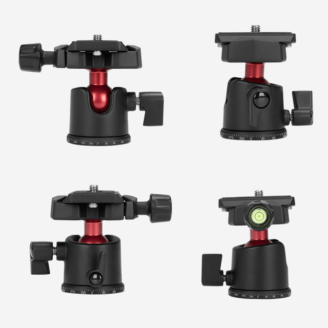 Mini Aluminum Black Ball Head Tripod for 360 Panoramic Photography Portable Design for Monopod/DSLR/Phone/