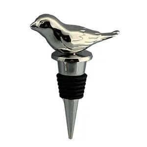 Custom 3D Bird Animal Sealed Leakproof Metal Sparkling Zinc Alloy Vintage Cute Vacuum Champagne Silicone Wine Bottle Stopper