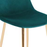 Chaise de salle à manger moderne et bon marché en tissu velours turquoise avec pieds en métal doré