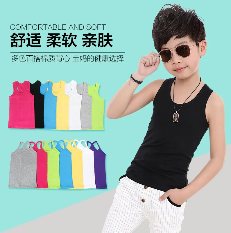 summer boys vest girls tank top thin rip kids clothing girl camisole 2021 children clothes B038