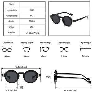 Lunettes de soleil rondes rétro tendance 2025 avec logo personnalisé, rivets punk, verres transparents UV400, petite monture pour hommes et femmes - Product Image 5