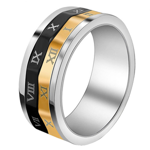 ファインジュエリーカトリックロザリオリングゴールドタングステンプレシャスストーン天然動物の婚約ギリシャパーティーマンリングブラック受け入れ - Product Image 2