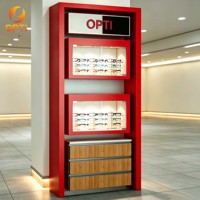 Vitrina Moderna Blanca para Óptica, Cuadrada, con Luz LED, Armario con Cerradura para Exhibición de Gafas