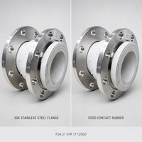 Joint d'expansion à bride en caoutchouc pour contact alimentaire, conforme à la norme FDA 21 CFR 177.2600, DN80 PN16, en acier inoxydable 304, hygiénique