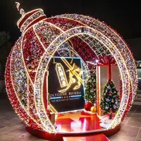 屋外コマーシャルグレード照明付きジャイアントボールモチーフライトクリスマス安物の宝石照明付きショップモールオーナメント
