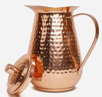 Carafe à eau en cuivre pur écologique de haute qualité avec poignée en laiton, forme/taille personnalisable, couvercle, design artistique moderne et unique, sans BPA