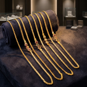 สร้อยคอทองชุบไมโคร 14K 18K 24K แบบขายส่ง, เครื่องประดับแฟชั่น, สร้อยคอประดับเพชร CZ, สร้อยคอแบบ Mopu ประดับเพชร CZ - Product Image 3
