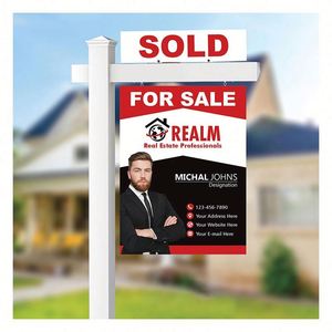 Panneau Publicitaire Personnalisé pour Jardin 18"X24" avec Logo, Impression pour Immo, Panneau Épais avec Trous pour Accrochage - Product Image 1