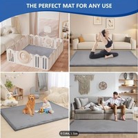 Tapis de jeu rembourré en mousse avec housse en velours corail, plusieurs tailles, pour bébé, aire de jeu, chambre d'enfant et yoga