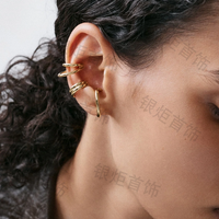 LOZRUNVE 925 Sterling Silber 18k Vergoldet Vermeil Mode Doppel-Ohrklemme Ohrring Schmuckset Minimalistisch