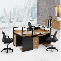 Table de bureau modulaire moderne 4 places avec cloison haute Mobilier de centre d'appel style bois mélaminé pour bureau de travail à domicile