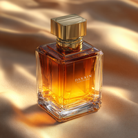 Flacon de parfum rectangulaire 30ml 50ml en verre avec bouchon doré et atomiseur