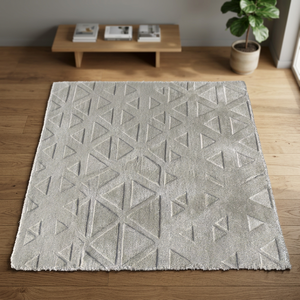 Tapis de salon moderne et neutre à motif rectangulaire en polyester, antidérapant, à poils épais, fabriqué à la machine - Product Image 3