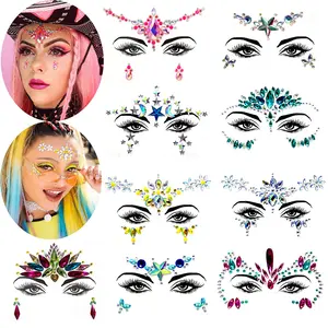 Newest Beauty Festival Face Gem Forehead Tattoo Sticker Rhinestone Party Decor Gem Eye Sticker For Woman Girl