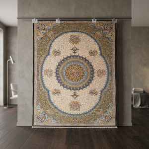Tapis persan en soie fait main de qualité supérieure, tapis design moderne noué à la main, revêtement de sol de luxe pour salon, lavable et antidérapant - Product Image 4