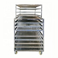 Chariot de séchage commercial empilable en acier inoxydable de qualité alimentaire, résistant à la rouille et à la corrosion, avec roues pour fruits