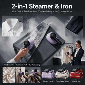 Fer à <span class=keywords><strong>vapeur</strong></span> et défroisseur 2-en-1 haute puissance, portable, <span class=keywords><strong>pour</strong></span> un repassage rapide et un nettoyage des plis des vêtements à domicile - Product Image 6