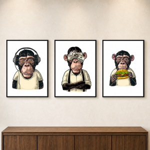 Impresión Artística de Pared con Diseño de 3 <span class=keywords><strong>Monos</strong></span> <span class=keywords><strong>Sabios</strong></span>, Tríptico Divertido de Animales para Sala de Estar, Oficina, Hotel, Decoración Interior Contemporánea - Product Image 2