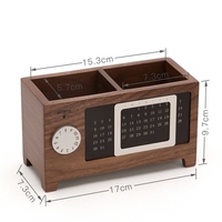 Calandre multifonction 2 compartiments pour ranger les stylos Organisateur de bureau en bois naturel érable pin Porte-stylo