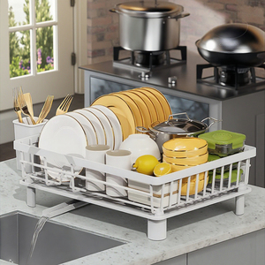 Khô giá thép dây lưới thép mở rộng món ăn lưu trữ giá món ăn drainer nhà bếp món ăn khô giá - Product Image 1