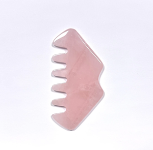 หวีหินกัวซาหกซี่สีชมพูโรสควอตซ์ สำหรับนวดหนังศีรษะ บรรเทาความเครียด - Product Image 1
