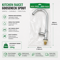 Robinet de cuisine monocommande en acier plastique, design moderne, finition chromée, pour vente en gros au Brésil