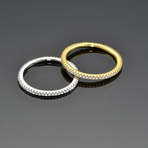 Dropshipping Anillo de Plata de Ley 925 para mujer, banda de boda, Zirconia cúbica, anillo de <span class=keywords><strong>compromiso</strong></span> apilable de eternidad completa - Product Image 3