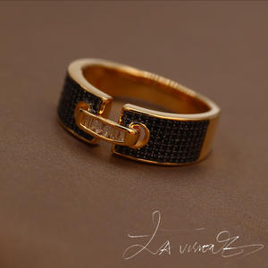 แหวนหยกฝังเพชรแอฟริกาใต้ธรรมชาติ ประดับด้วยแบล็คสปิเนล ซีรีส์ Counterattack เครื่องประดับวินเทจ - Product Image 2