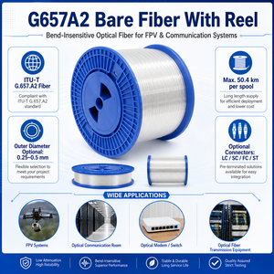 สายเคเบิลใยแก้วนำแสงสำหรับสื่อสาร FPV รุ่น G657A2 ใยแก้วเปลือยขนาด 0.25 มม. 0.27 มม. แบบม้วนสำหรับระบบโดรนทางไกล - Product Image 5
