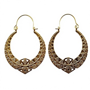 Boucles d'oreilles bohème gitane couleur or Design ethnique cerceau en acier inoxydable cadeau - Product Image 4