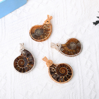 Pendentif en coquillage fossile naturel fait main enroulé sur fil pour la fabrication de bijoux, vente en gros