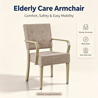 Chaise de salle à manger moderne avec cadre en aluminium et accoudoirs en tissu rembourrés, idéale pour les soins aux personnes âgées, les chambres, les restaurants et les banquets