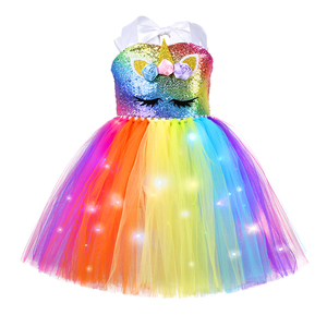 Haute Qualité Arc-En-Ciel Led Vêtements <span class=keywords><strong>Licorne</strong></span> Sequin Lumineux Tutu Robe En Gros Tutu Robes pour Filles - Product Image 5